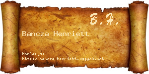 Bancza Henriett névjegykártya